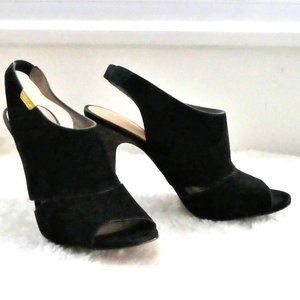Coach Black Suede Peep Toe Slingbacks - Heels - Stiletto